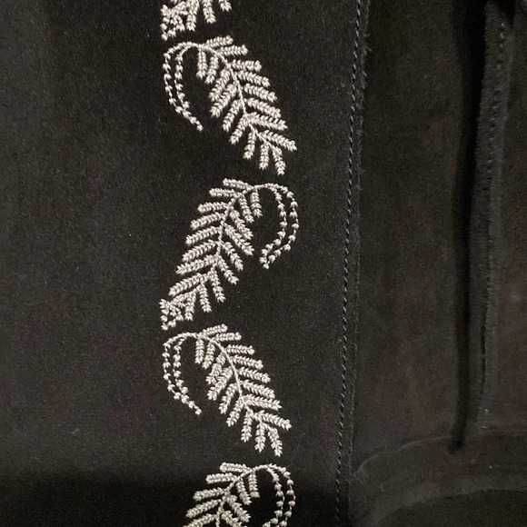 AG Adriano Goldschmied x Alexa Chung The Walker Coat Black Suede Embroidered XS - Picture 7 of 14